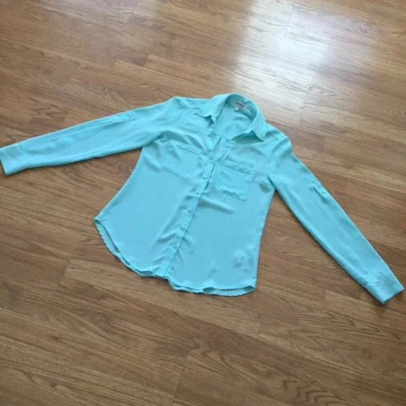 Express Mint  Green The Portofino Shirt Long Sleeves EUC - Picture 11 of 11
